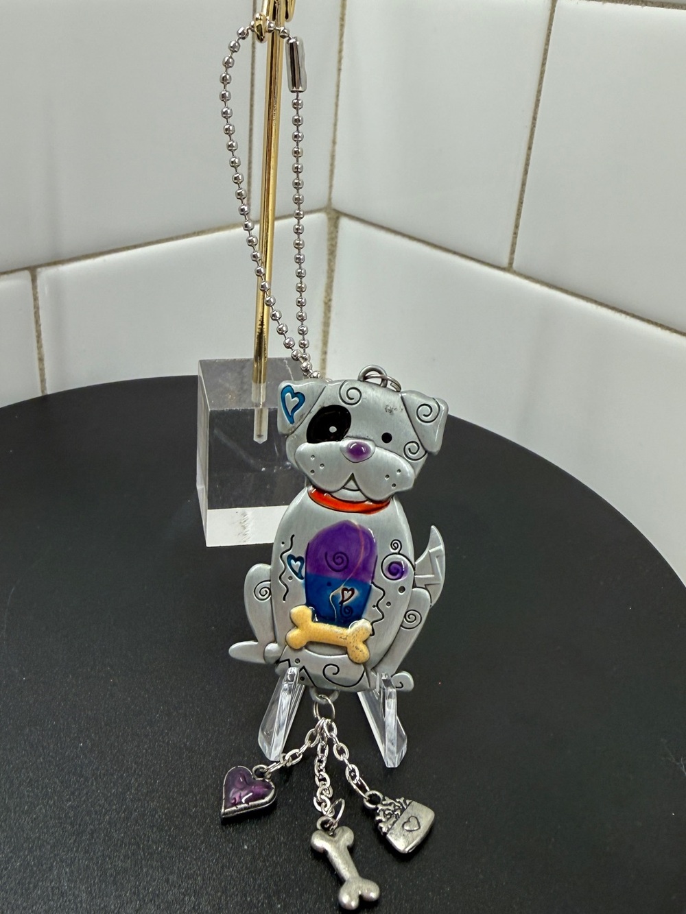 Whimsical Dog Purse Charm Keychain Enamel Dangle Bag Charm